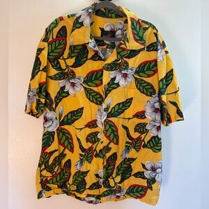 Paradise On A Hanger Yellow Floral Hawaiian Shirt 2X